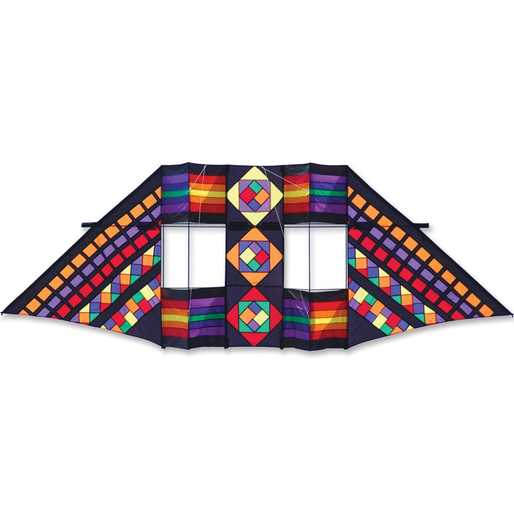 Collections Kites 12.5 Ft. Swept Wing Double Box Delta Kite - Mayan Rainbow Collections