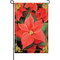 Accent Home & Garden 12 In. Flag - Elegant Poinsettia Accent
