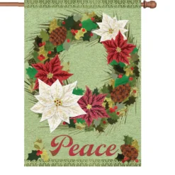 Accent Home & Garden Accent 28 In. Flag - Poinsettia Wreath