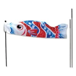 Premier Kites Recumbent Bike Flags Koi Windsock Recumbent Bike Flag - Patriotic Fish