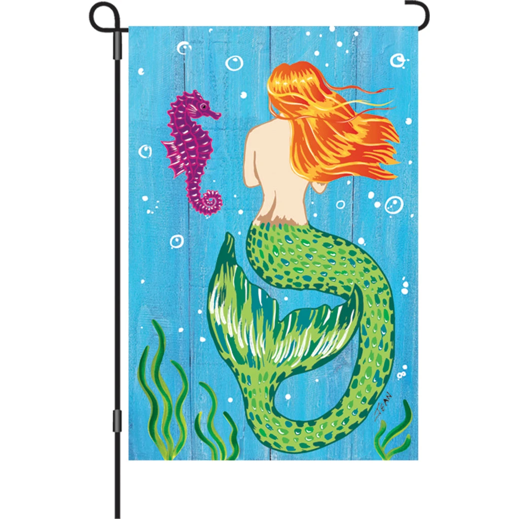 Accent Home & Garden 12 In. Flag - Mermaid & Seahorse Summer