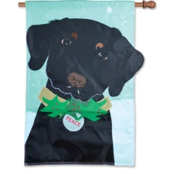 Accent Home & Garden Applique Flag - Christmas Black Lab Accent