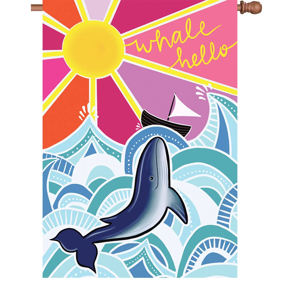 Accent Home & Garden 28 In. Flag - Whale Hello