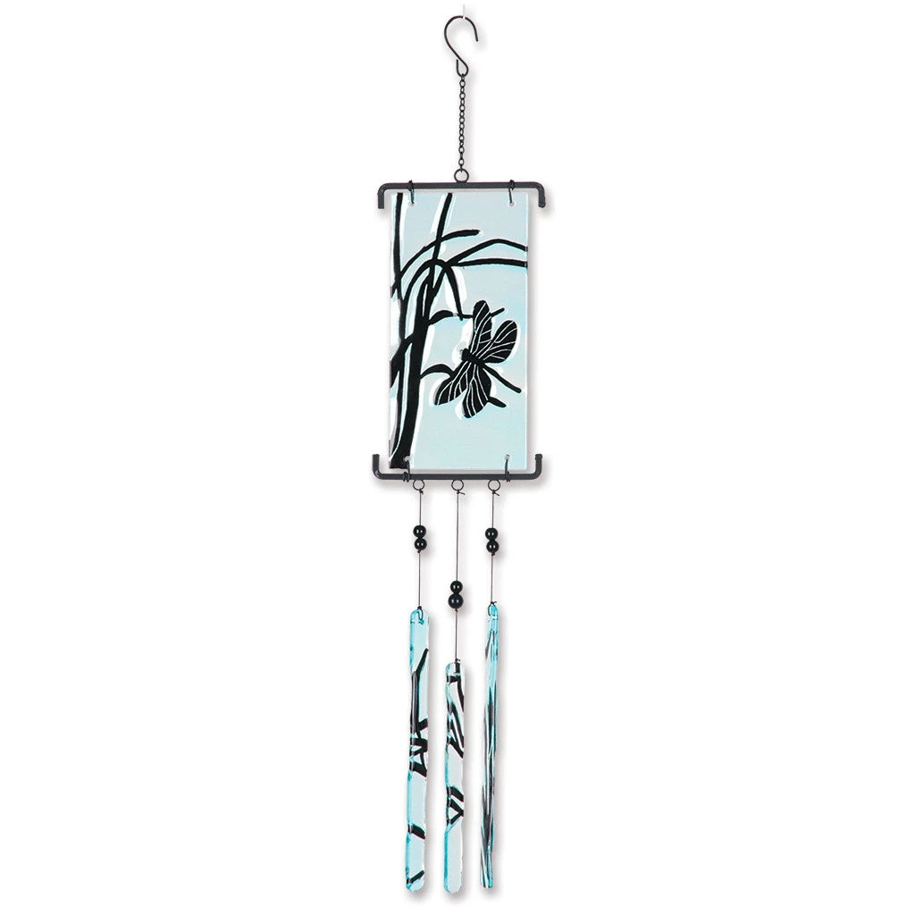 WindGarden Silhouette Glass Wind Chime - Dragonfly
