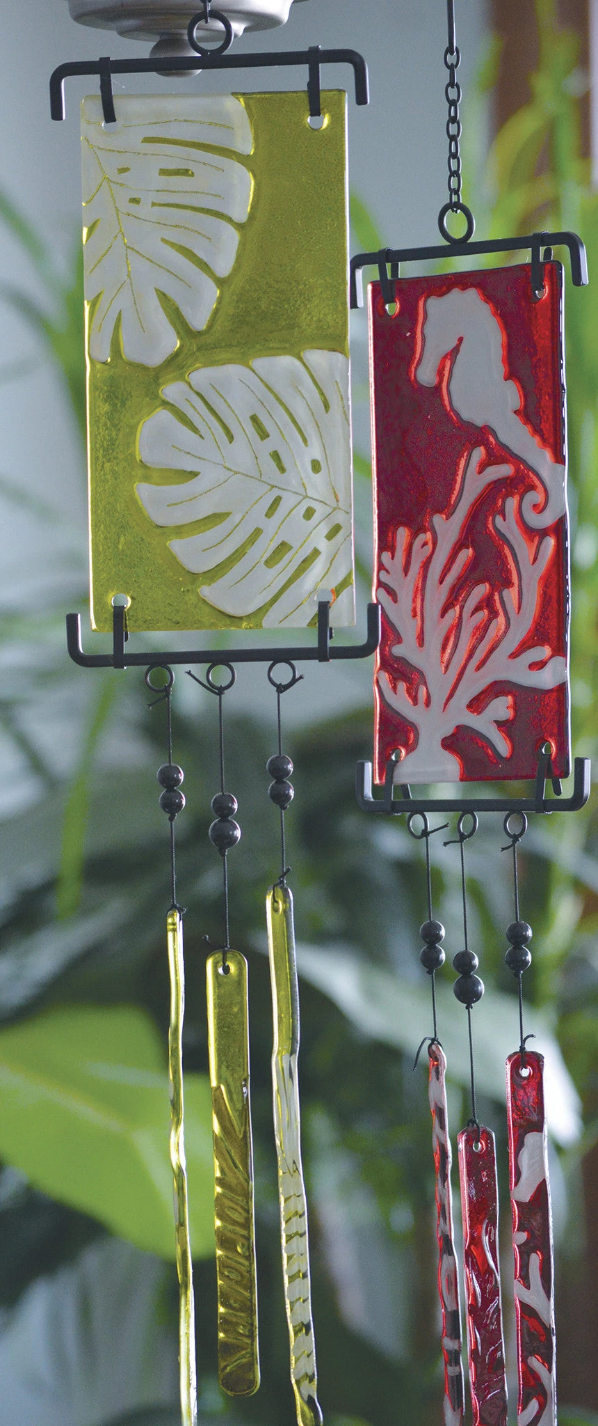 WindGarden WindGarden Silhouette Glass Wind Chime - Banana Leaf