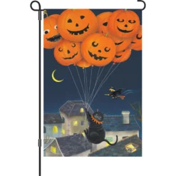 Accent Home & Garden 12 In. Flag - Black Cat With Balloons Accent